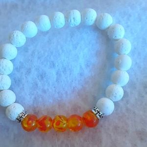White lava stone bead bracelet.